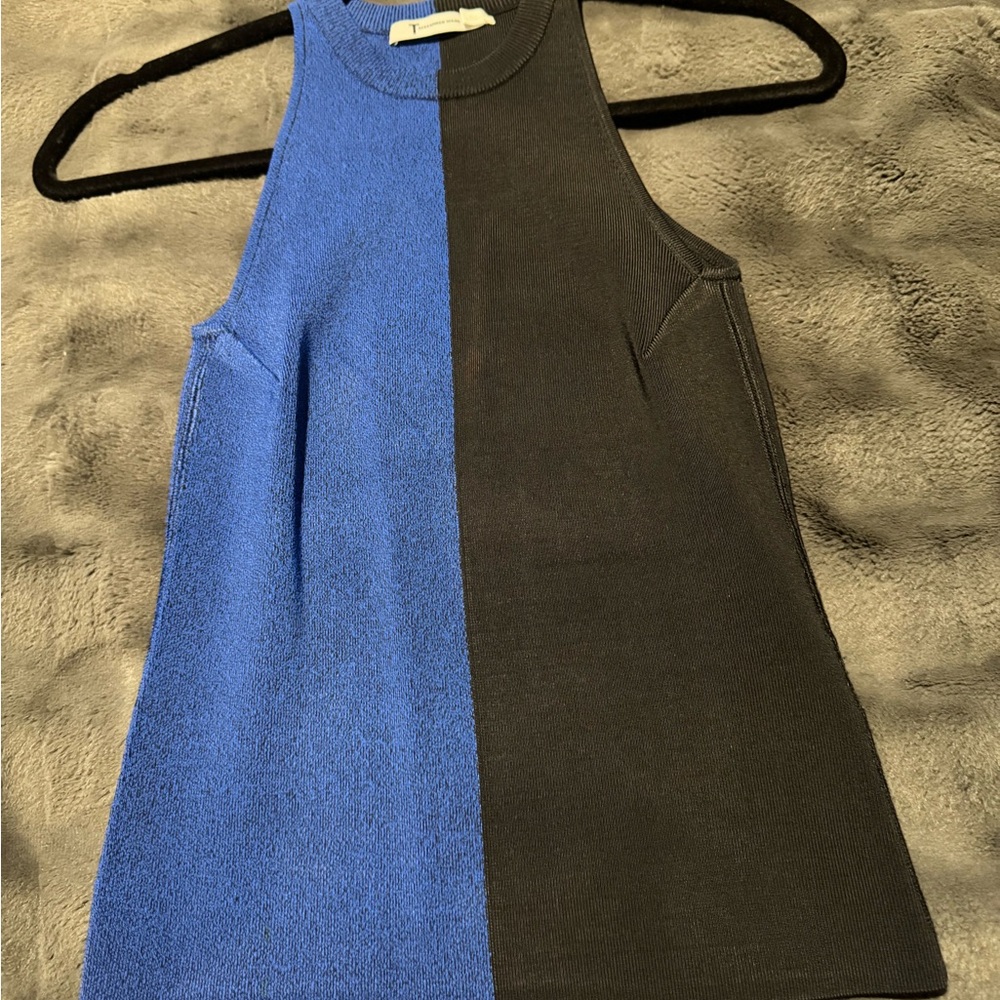 Alexander Wang Blue and Black Split-Panel Tank Top